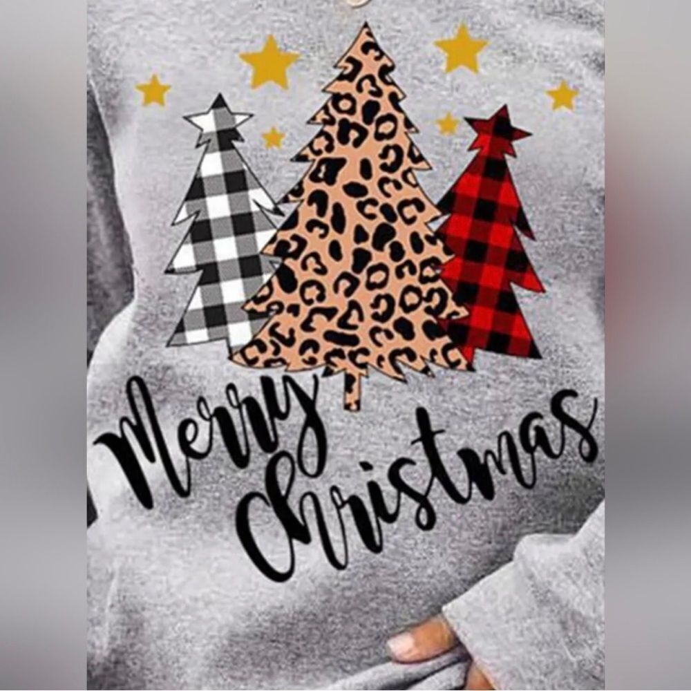 Gray Merry Christmas Graphic Sweatshirt - Picture 3 of 15